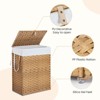 Mr Ironstone Laundry Basket with Lid, 90 L Hand-Woven Pp Rattan Laundry Basket with Compartments & Handles, Foldable, Removable Liner, Yellow - 3 of 4