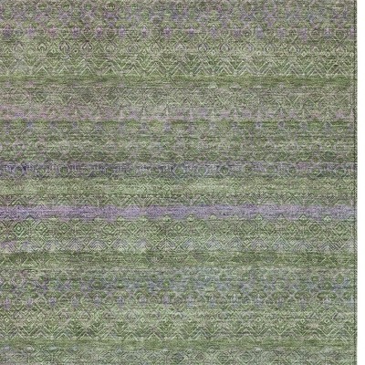 HomeRoots 9' X 12' Olive Green And Purple Striped Washable Indoor Outdoor Area Rug