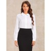 Allegra K Women's Peter Pan Collar Button Up Long Sleeve Business Work Shirt - 2 of 4