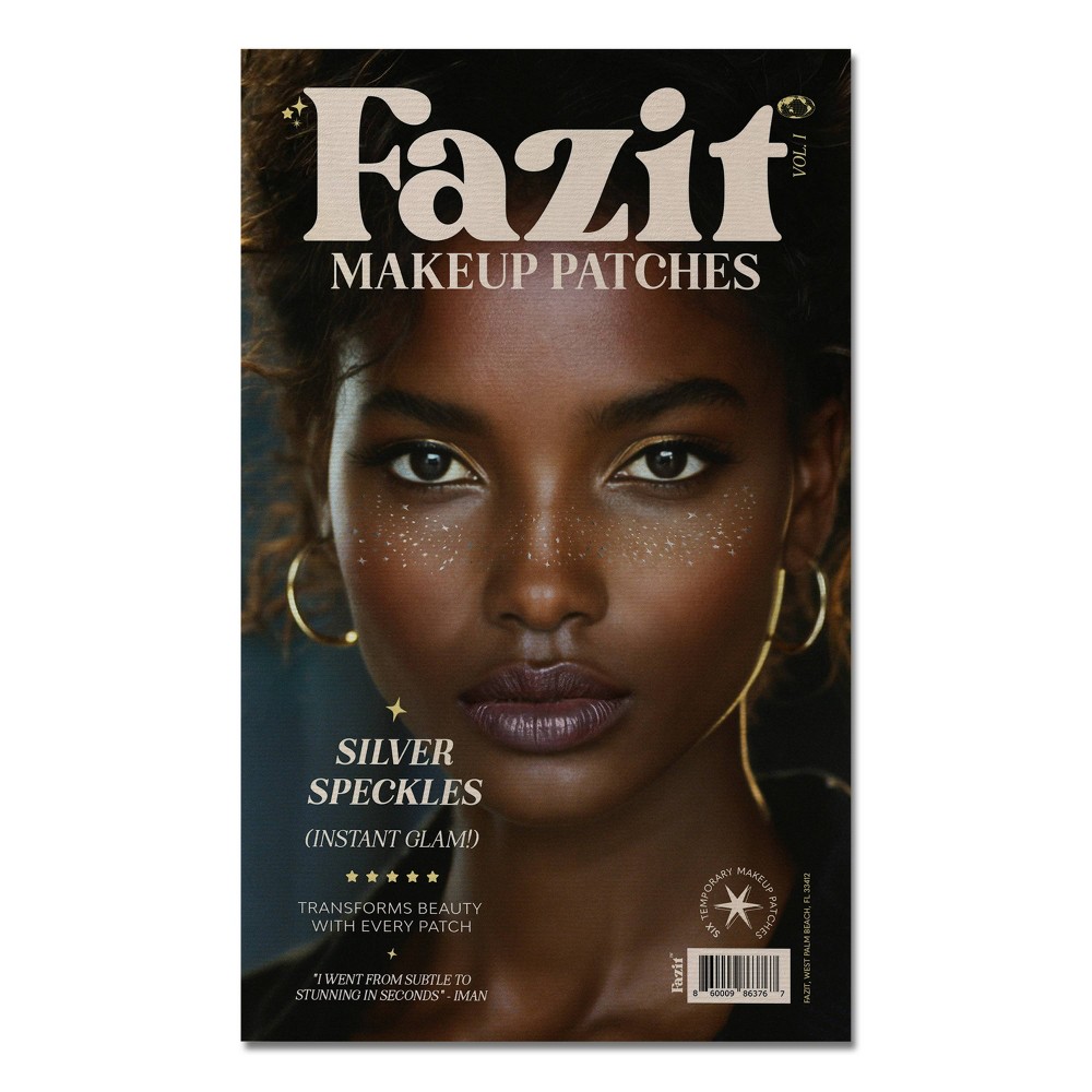 Fazit Silver Glitter Freckle Makeup Patches: Temporary Tattoo, Art And Design Theme, 6 Sheets