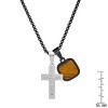 Steeltime Men's two tone black ip and stainless steel spinning Lords prayer cross and square dog tag pendant. Color Options: Red, Blue, Green, Brown - 3 of 4