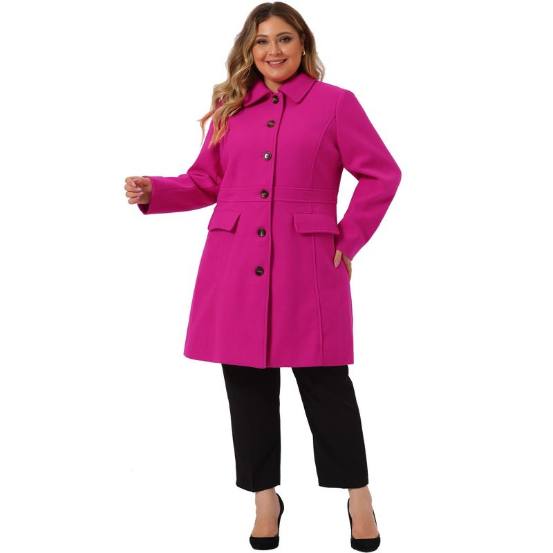 Agnes Orinda Women's Plus Size Winter Outerwear Single Breasted Long Overcoats, 3 of 6