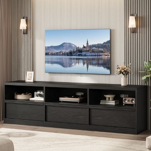 70 inch TV Stand for 80" TVs, Mid Century Modern Entertainment Center with Storage Drawer & Open Shelves - 1 of 4