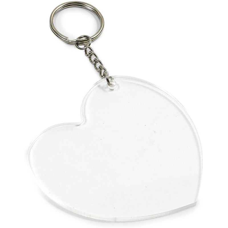 Bright Creations 10 Pack Acrylic Heart Keychain Pendants Blanks with Metal Rings for DIY Crafts, Clear, 3 x 2.75 in, 2 of 8