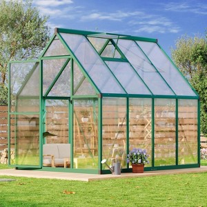 GustoWave 6 x 7 ft Greenhouse, Polycarbonate Walk-in Greenhouse with Aluminum Frame - 1 of 4