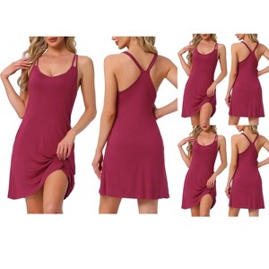 INSPIRE CHIC Women's Sleepwear Nightgown Sleeveless Spaghetti Strap Racerback U Neck Sleepdress - 1 of 4