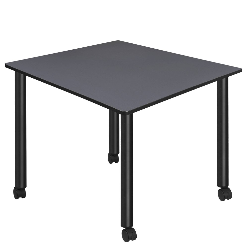 Photos - Dining Table 48" Large Kee Square Breakroom  with Mobile Legs Gray/Black 