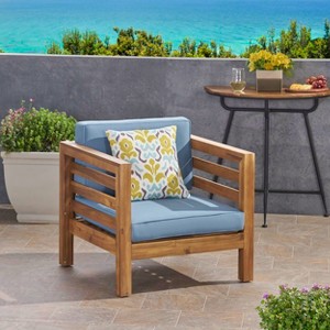 Christopher Knight Home Oana Outdoor Acacia Wood Club Chair with Cushion - 1 of 4