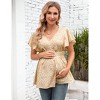 Clearlove Maternity Shirts V Neck Ruffled Sleeve Floral Tops Pleated Ruffle Hem Lightweight Summer Casual Tunic Blouses - 4 of 4