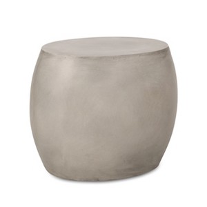Vynxaria Patio Coffee Tables - Light Grey 24.75" Oval Outdoor Side Table - 1 of 4