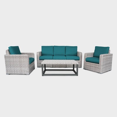 Forsyth 5pc Wicker Patio Seating Set - Teal - Leisure Made