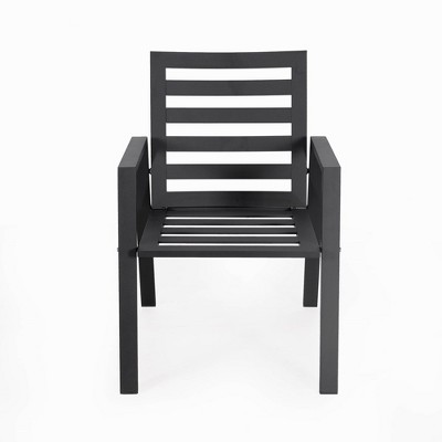 Chelsea Black Aluminum Patio Dining Armchair Set with Cushions