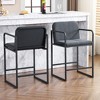 PAGED Set of 2 Counter Height Bar Stools, Modern Upholstered Barstools with Armrests and Metal Frame for Kitchen Island, Dining Room - 2 of 4