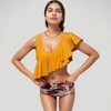 Anna-Kaci Swim Women's One Shoulder Ruffle Bikini Top with High Waist Abstract Print Bottom for a Bold and Flattering Swim Look - 2 of 4