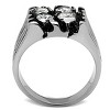 Slickblue Men’s Polished Stainless Steel Ring, No Plating, Clear CZ Stones, Modern Band, Clear, Sizes 8–13 - 3 of 4