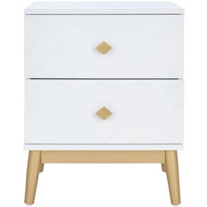 Wilfred 2 Drawer Patterned Nightstand - NST5009 - White/Gold - Safavieh - 1 of 4