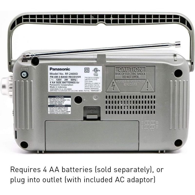 Panasonic Portable AM / FM Radio, Battery Operated Analog Radio, AC Powered, Silver, 2 of 6