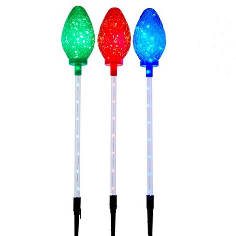 Kurt Adler 27.2-inch Multi-color Led Faceted C9 Yard Stakes, 3 Piece ...