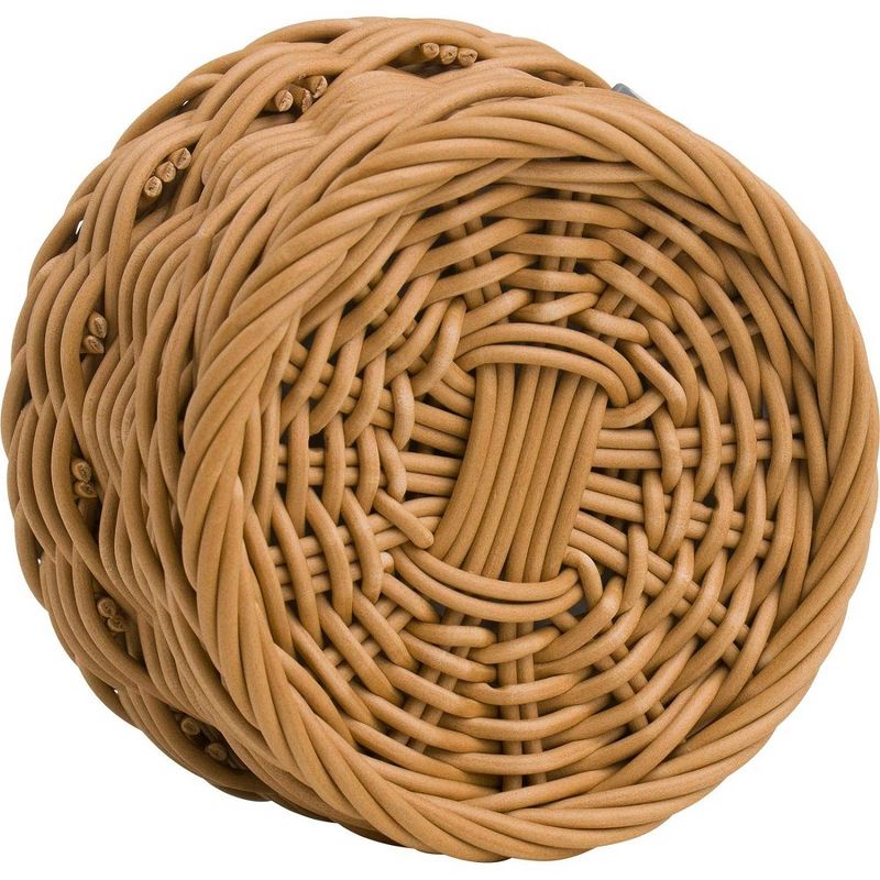 Saleen Round Wicker Basket with Porcelain Bowl Insert - Elegant Beige Accent, SMALL, 4 of 6