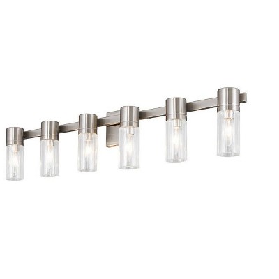 Midtown Brushed Nickel 6-Light Vanity with Clear Fluted Glass