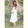 Pinkblush Ivory Smocked V-Neck Maternity Midi Dress - 2 of 4