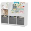 PDTEND Kids Bookshelf and Toy Storage Organizer, Multifunctional Bookcase with 3 Collapsible Fabric Drawers - 3 of 4