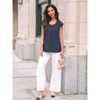 Women's Lace Top Pleated Short Sleeve Flowy Blouse Summer Loose Business Casual Dressy Shirts - 4 of 4