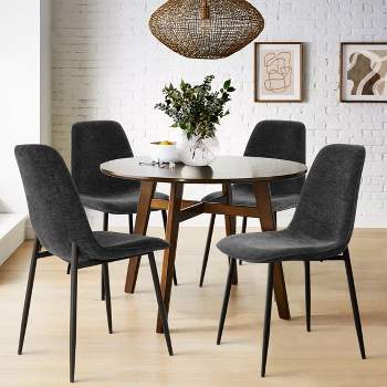 Oslo Chenille Dining Room Chairs Set Of 4,Upholstered Dining Chairs With Black Legs,Armless Dining Chair-Maison Boucle