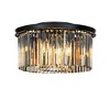 ALOADECOR 9-Lights Modern 20" Matte Black 2-Tier Round Fringe Crystal Flush Mount - 3 of 4