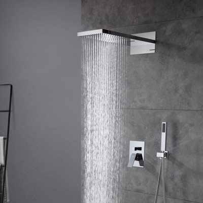 CASAINC 22'' Wall Mounted Rectangular Overhead Dual Function Shower System with Handheld Sprayer