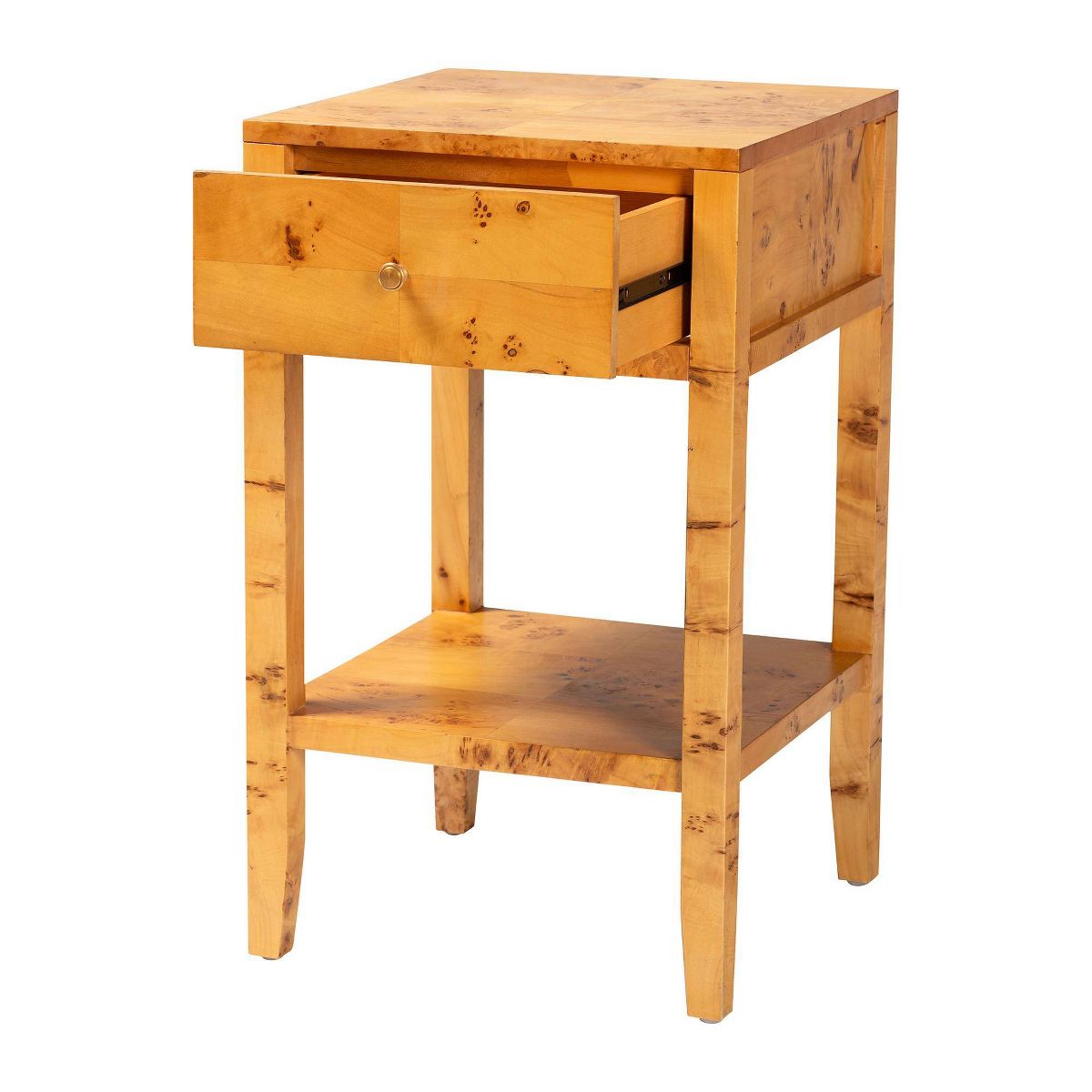 bali & pari Ghina Wood 1 Drawer Nightstand Light Mappa Burl - thumbnail 5