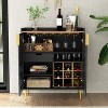 Modern Wine Cabinet with Wine Rack, Glass Holders & Storage, Coffee Bar & Liquor Cabinet, Sideboard Buffet with Decorative Fluted Doors for Home - 2 of 4