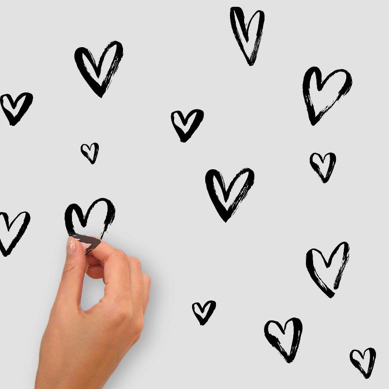 Sketchy Hearts Wall Decal Black - RoomMates, 3 of 7