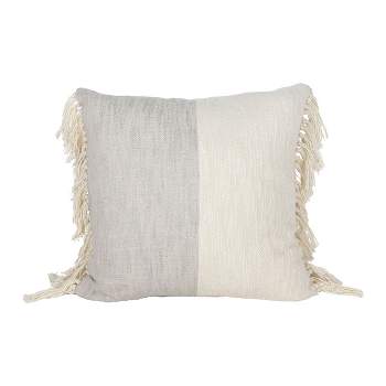 18X18 Inch Hand Woven Color Block Pillow Gray Cotton With Polyester Fill by Foreside Home & Garden