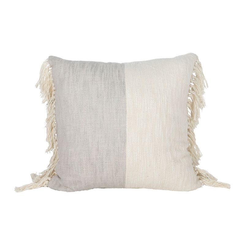 18X18 Inch Hand Woven Color Block Pillow Gray Cotton With Polyester Fill by Foreside Home & Garden, 1 of 6