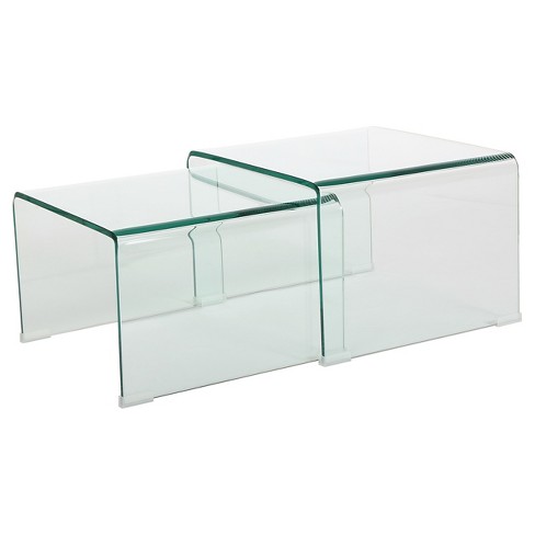 Set Of 2 Ramona Nesting Tables Glass - Christopher Knight Home : Target