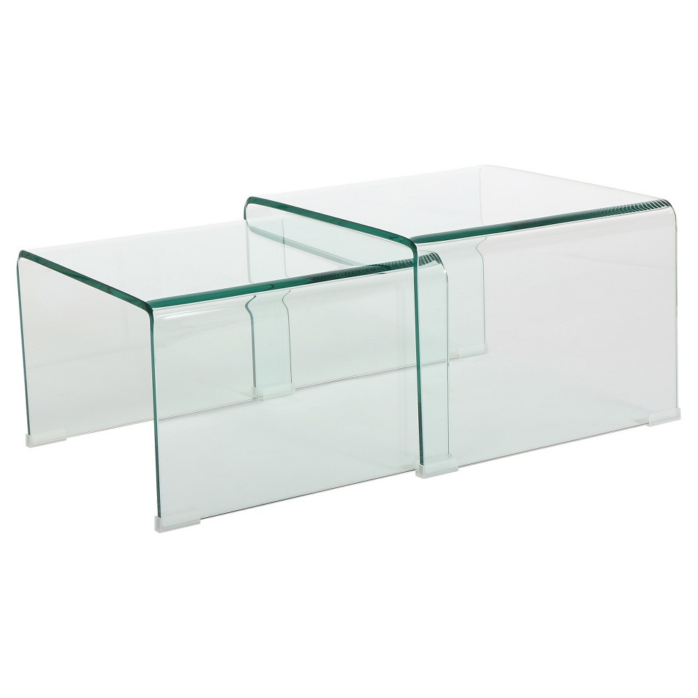 Photos - Coffee Table Set of 2 Ramona Nesting Tables Glass - Christopher Knight Home