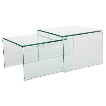Set of 2 Ramona Nesting Tables Glass - Christopher Knight Home