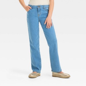 Girls' Mid-Rise Denim Straight Jeans - Cat & Jack™ - 1 of 3
