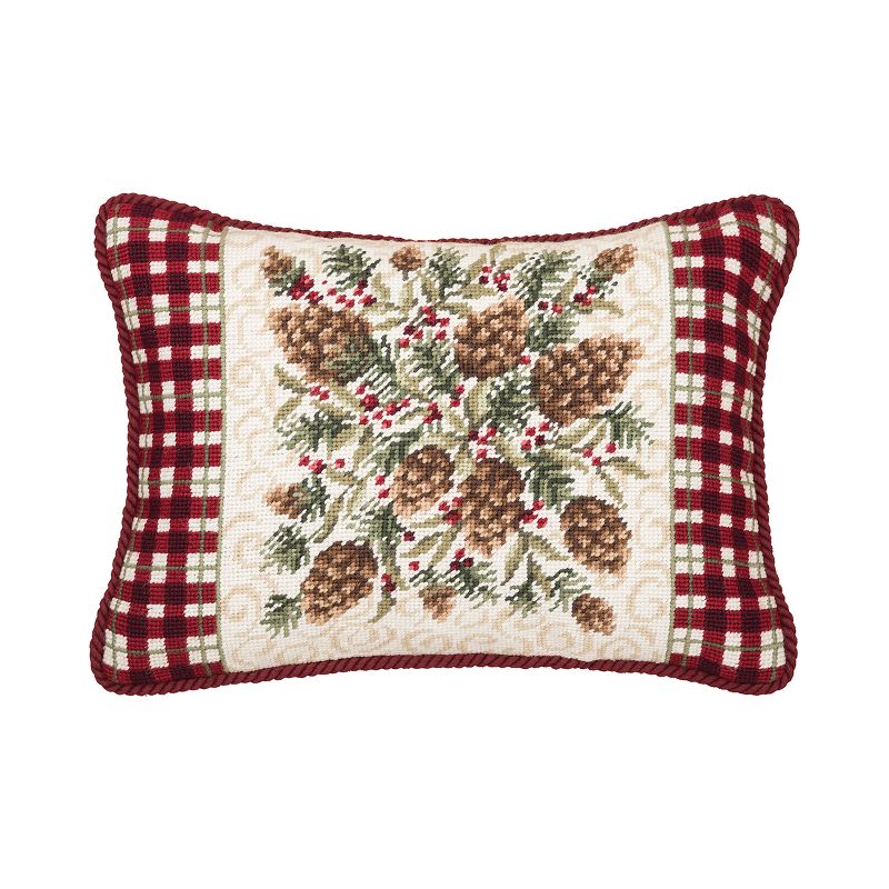 C&F Home 12" x 16" Rustic Pine Needlepoint Christmas Holiday Throw Pillow, 1 of 5