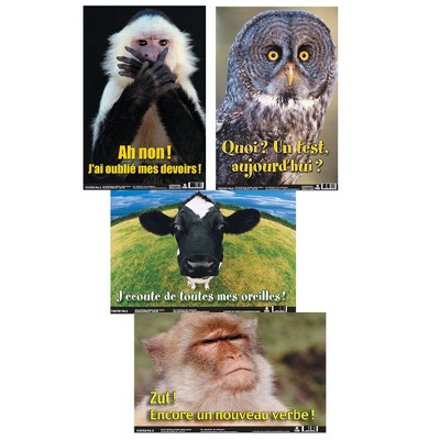 Poster Pals French Educational & Language Teaching Fun Photo Posters, 4 Pack