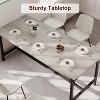 70.87 Inch Large Farmhouse Dining Table with Wood Grain Engineered Panels and Sturdy Black Metal Legs, Seats 6-8, Dual Use as Home Office Desk - 4 of 4