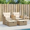VidaXL Patio Sofa 2-Seater with Stools Beige Poly Rattan - 3 of 4