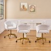 VECELO Velvet Accent Chair Height-adjustable Swivel Office Chair Modern Lounge Armchair with Gold Metal Base & Padded Backrest White - 4 of 4