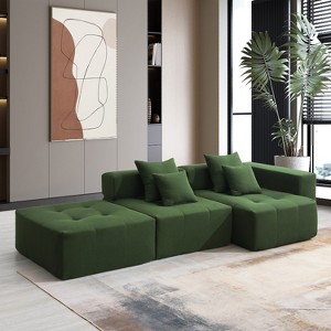 Whisen Minimalist L-shaped Modular Sectional Sofa, Convertible Corduroy Foam-Filled Floor Couch Set - 1 of 4