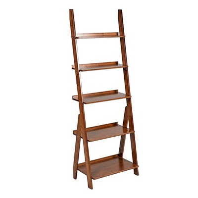 5 Tier Ladder Shelf, Bamboo Bookshelf, Corner Shelf, Display Shelf, Open Bookcase ,For Living Room, Bathroom, Kitchen