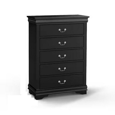 Sapphtopaz Modern Tall Dresser with 5 Drawers & Bracket Legs Wood Closet Storage with Hanging Drawer Pulls Dovetail Drawer for Bedroom,Entryway