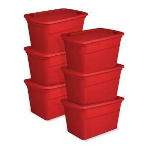 Sterilite 30 Gallon Durable Stacking Seasonal Storage Tote, Red - 1 of 4