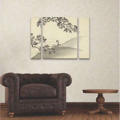 Japanese Cherry Blossom Tree Black and White Canvas Landscape Art