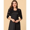 Allegra K Women's Elegant Ruffle Collar Sheer Floral Lace Crop Shrug - 2 of 4